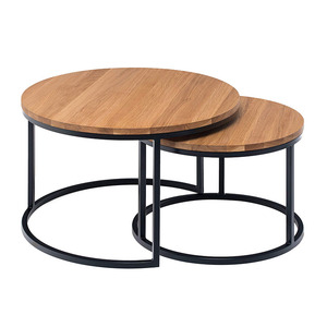 Living Room Design Furniture <span class=keywords><strong>Classic</strong></span> French Dome Solid Wood Top Metal Leg Round Coffee Table Set - Product Image 2