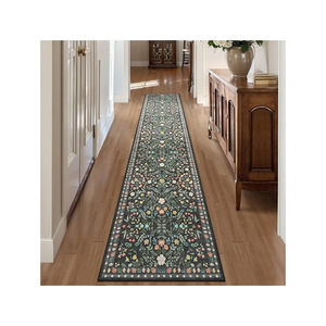 Living Room Carpet <b>Runner</b> Floral Pattern Bohemian Style <b>Washable</b> Hallway Rug Ink Colored Flowers Spring 2026 - Product Image 3