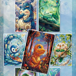 แผ่นชิกิชิลายศิลปะสไตล์ฤดูใบไม้ร่วงแบบโปเกมอน ของสะสมงานศิลปะติดผนังลายอนิเมะ พิมพ์ลายตัวละครพิคาชู เกนการ์ และอีวุย - Product Image 2