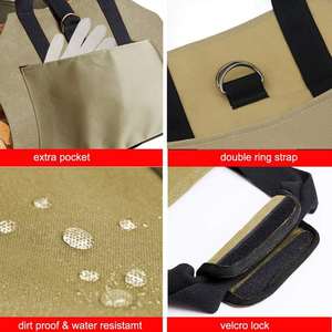 Khaki Color Hand-Held Firewood Storage <b>Bag</b> <b>Waterproof</b> Logging Pouch - Product Image 4