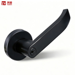 Manija de Puerta Moderna TIANYI en Negro Mate, Roseta Redonda, Cerradura de Seguridad de Lujo para Interiores, Puerta de Madera con Llaves - Product Image 1