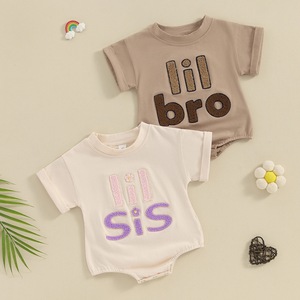 Ropa de verano Little Brother Sister Sudadera Traje Manga corta Baby Bubble Romper Body - Product Image 2
