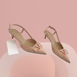 Chaussures d'été pour femmes à bout fermé, talons hauts et chaussures plates, escarpins et sandales en satin pour fêtes, mariages et tenues de bureau - Product Image 1