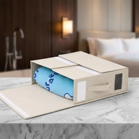 Organisateur pliable moderne grande capacité en tissu Oxford, anti-poussière, pour placard, avec porte-étiquettes, robuste, pour couettes et couvertures