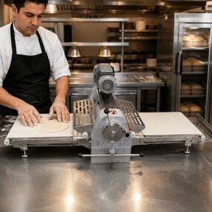 Machine à étaler la pâte pliable en acier inoxydable pour le pain, la pâtisserie, les croissants, les biscuits, utilisation en boulangerie - Product Image 1