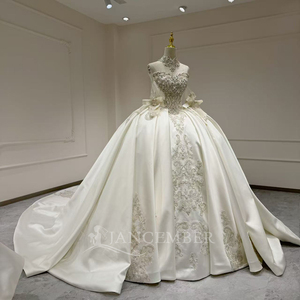 Xx72 Princess <b>Wedding</b> Dress For Women Satin With Tail Pretty Bride Dresses Vestido De Novia Jancember - Product Image 3