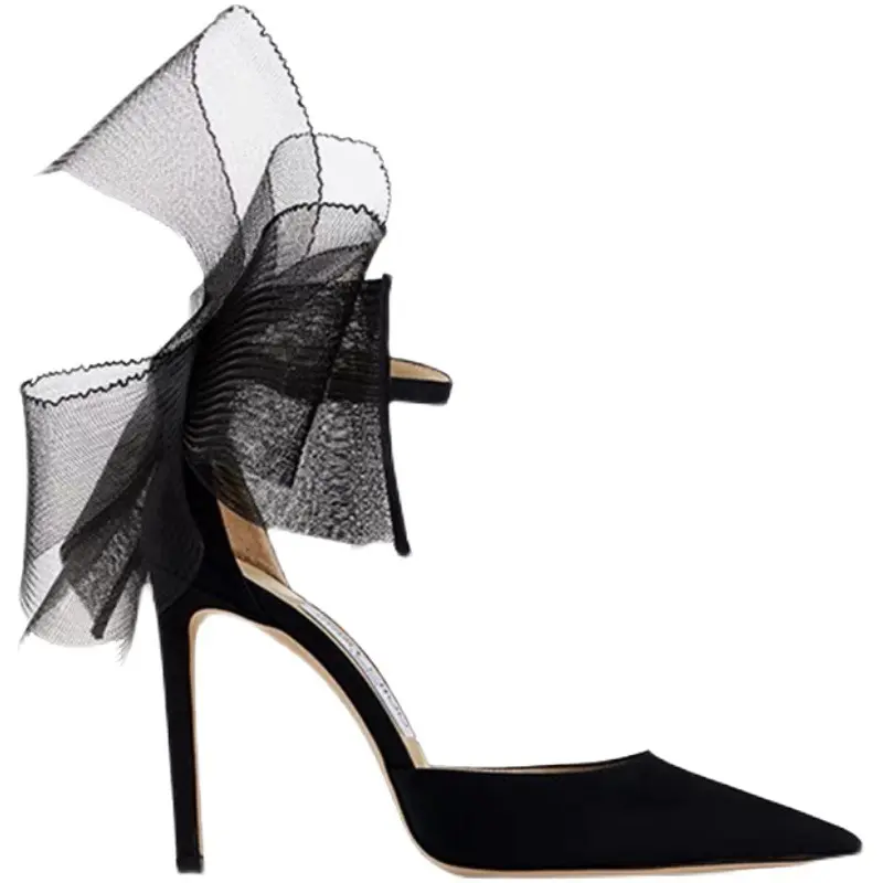PDEP fashion 2022 closed toe women bridal bow heels satin material stiletto ladies high heel shoes