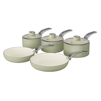Batterie de cuisine en aluminium en gros, ensemble de poêles avec couvercle en verre, compatible induction, pour usage familial et domestique, modèle traditionnel complet
