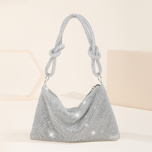 Nuevo bolso de noche con incrustaciones de diamantes y diamantes completos, en stock. Bolso de mano para banquetes y cenas Tide Flash Knot Rhinestone, hecho a mano. - Product Image 4