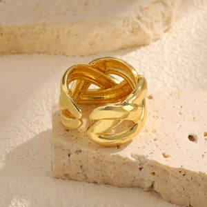 Bague Ouverte Femme Cuivre Brillant Tissé Or - Product Image 4