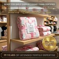 Plaid en flanelle imprimé rose à motifs illustrés, certifié FAMA, vente en gros, direct usine, MOQ 1000