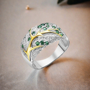 <span class=keywords><strong>Anello</strong></span> Personalizzato con Albero <span class=keywords><strong>della</strong></span> <span class=keywords><strong>Vita</strong></span> in Nano Verde Incastonato, Design di Nicchia di Alta Gamma, <span class=keywords><strong>Anello</strong></span> in <span class=keywords><strong>Argento</strong></span> Sterling 925 all'Ingrosso - Product Image 4