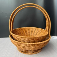Handgeweven rotan picknickmand voor fruit & groenten, picknickorganisatoren voor buiten