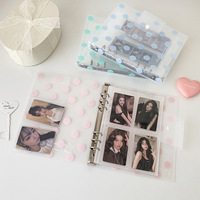 Classeur de collection de cartes photo A5 en sergé transparent PP rose à pois, style Kpop coréen, avec 10 pages intérieures