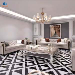 Nuova Collezione di Piastrelle in Porcellana Effetto Marmo <span class=keywords><strong>Nero</strong></span> <span class=keywords><strong>e</strong></span> <span class=keywords><strong>Bianco</strong></span> Lucidato 800x800mm con Motivo <span class=keywords><strong>a</strong></span> Diamante per Soggiorno - Product Image 2