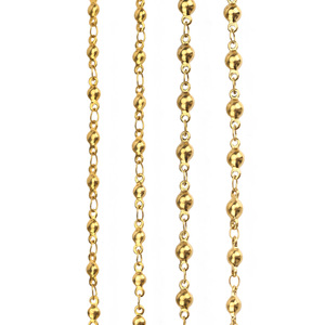 Cadena de Cuentas Redondas |   Cadena de Eslabones de Bolas de Acero Inoxidable con Baño de Oro PVD de 18K para la Fabricación de Joyería, Collares y Pulseras - Product Image 1