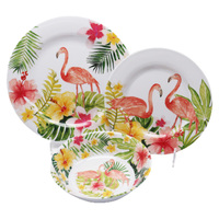 Couverts de table avec motif de flamand rose Tropical, ensemble de vaisselle en mélamine 12 pièces, vente en gros, pièces