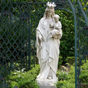 가톨릭 성모 마리아와 아기 예수 흰색 대리석 f 거룩한 가족 동상 교회 장식의 성모 마리아