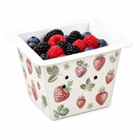 Panier en papier écologique personnalisé à parois profondes, boîte en kraft ventilée pour l'emballage des baies et des raisins, thermoscellable, vente en gros, OEM