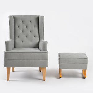 Chaise longue rembourrée moderne en bois massif Chaise d'allaitement douce avec repose-pieds pour le salon - Product Image 1