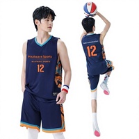 Set Jersey Basket Unisex Dapat Disesuaikan Cepat Kering Tanpa Lengan Bahan Polyester Terylene Semua Musim Seragam Tim Cetak Nama Dewasa