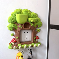 Support mural décoratif pour télécommandes et clés, organisateur de couvercles de commutateurs en forme d'arbre imprimé en 3D