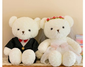 Abito da sposa orsacchiotto peluche giocattolo divano papillon coccole grandi coppie nuziali orsacchiotto bambola amante regalo per bambini giocattoli di peluche - Product Image 6