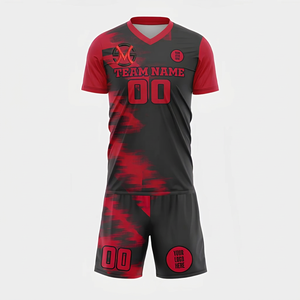 ชุดเสื้อฟุตบอลแบบซับลิเมชั่นสั่งทำพิเศษ คอวี แขนสั้น ระบายเหงื่อได้ดี ผลิตจากโพลีเอสเตอร์ พิมพ์ชื่อทีม เอวยางยืด สั่งทำได้ - Product Image 1