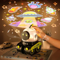 Projecteur de voiture robot pour décoration de fête à domicile, lumière nocturne 360 °   Projecteur de lumière LED rotatif à 6 films Robot Galaxy Lampe LED pour enfants
