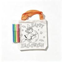 Kit de sacs à main DIY Halloween à personnaliser pour parents et enfants, sacs en toile réutilisables de forme plate avec motifs animaux, musicaux et mode