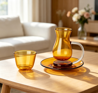 Ensemble de tasses à thé en verre borosilicate ambré, tasse en forme de poire, petite tasse en verre et soucoupe, résistant à la chaleur, vaisselle à café pour la maison et le café