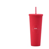 Gobelets en plastique réutilisables personnalisés, gobelets d'eau froide à double paroi de 24Oz, gobelet à café noir mat avec couvercle et paille, vente en gros
