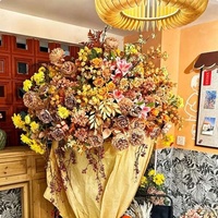 Flores Artificiales de Tono Maillard Extra Grandes al por Mayor de Fábrica, Decoración Floral Otoñal Color Caramelo para Bodas, Fiestas y Escaparates