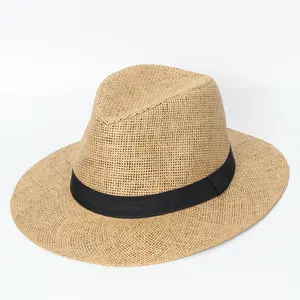 Chapeau de paille pour femmes, pour la plage, été, panama, en paille