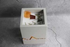 C & H Mountain Cracks Mèche en bois de guérison naturelle Massage en gros Yoga <span class=keywords><strong>Ciment</strong></span> Navire Support luxueux Cire de soja Bougie parfumée - Product Image 4