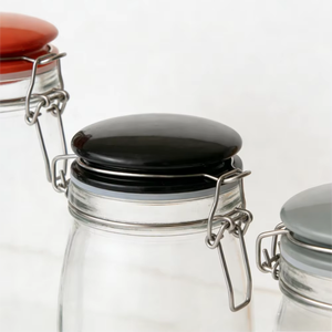 500ml 750ml 1000ml Glazen voorraadpottenset met opdruk, voedselcontainer met keramische klikdeksel, grote cilinder voor de keuken - Product Image 5