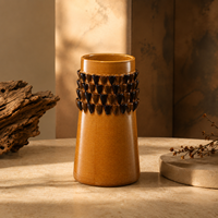 Vase en céramique imprimé en 3D, vase décoratif moderne pour fleurs, vase texturé caramel pour la décoration de table, décoration d'intérieur