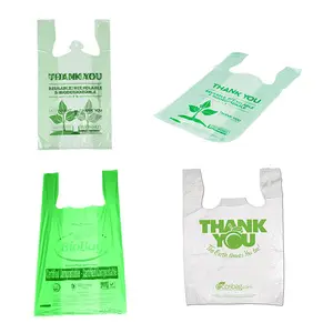 100% Biodegradable T Shirt Plastic Bags Carry HDPE/IDPE Custom Eco Friendly Shopping Plastic Bags