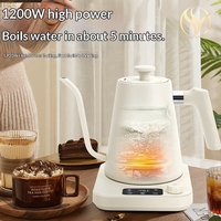 Bouilloire électrique à col de cygne avec contrôle de la température, intérieur en acier inoxydable, 1200W, 1L, fonction maintien au chaud, arrêt automatique pour café/thé