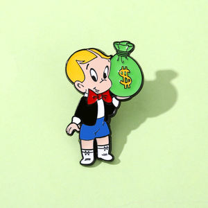 YINI karikatür richie'nin zengin emaye pimleri için sevimli Metal broş yaka Pin aksesuarları para çantası rozeti sırt elbiseleri-toptan Pin - Product Image 2