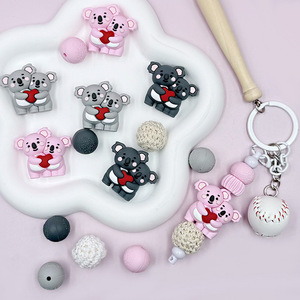 <b>Silicone</b> 3D Koala <b>Beaded</b> Keychain Epoxy Resin Cartoon Pendant Jewelry Accessories Wholesale - Product Image 2
