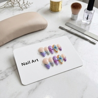 Faux ongles à presser en amande faits à la main A758, motif papillon 3D et fleur, couverture complète pour application sur les doigts