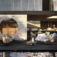 Sofás de Jardín Nórdicos de Alta Gama, Impermeables, para Villa junto al Mar, Patio, Muebles de Exterior con Protección Solar, Juego de Estilo Pastoral, Fabricante