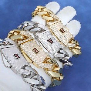 Statement Urban Streetwear Bezel Set GRA Moissanite Cuban Bracelets S925 Silver 18K Gold Plated Iced Out Curb Interlocked <b>Men</b> - Product Image 6