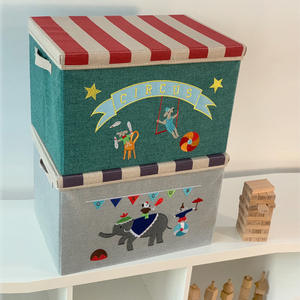 <span class=keywords><strong>Caja</strong></span> de Almacenamiento de Tela Plegable y Lavable Ecológica con Tapa, Diseño de Dibujos Animados de Circo para Niños, Contenedor de Almacenamiento de Ropa Inodoro de 47L - Product Image 2