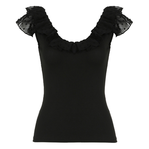 Débardeur court Y2K à volants pour femme, sexy, coupe basse, ajusté, à manches courtes, style streetwear mignon pour l'été - Product Image 6