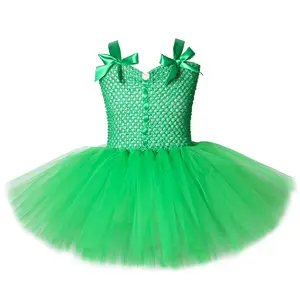 어린이 녹색 요정 메쉬 투투 공주 드레스 어린이 크리스마스 코스프레 할로윈 세인트 패트릭 의상