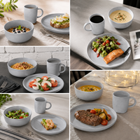 Service de vaisselle en céramique gris mat moucheté de luxe pour hôtels – Assiettes, bols, tasses en grès, compatibles lave-vaisselle et four, vente en gros