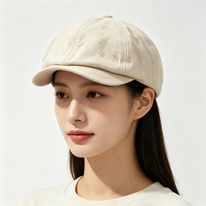 Casquette Gavroche et Gatsby en Lin pour Femme, Logo Personnalisé, Vintage, 8 Panneaux, Visière Courte Souple, Style Baker Boy, pour l'Extérieur et Tenue Décontractée Estivale, Vente en Gros - Product Image 1