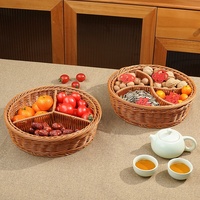 Corbeille de rangement pour fruits en plastique tressé souple, compartimentée et amovible, au design minimaliste, pour table basse de salon et collations